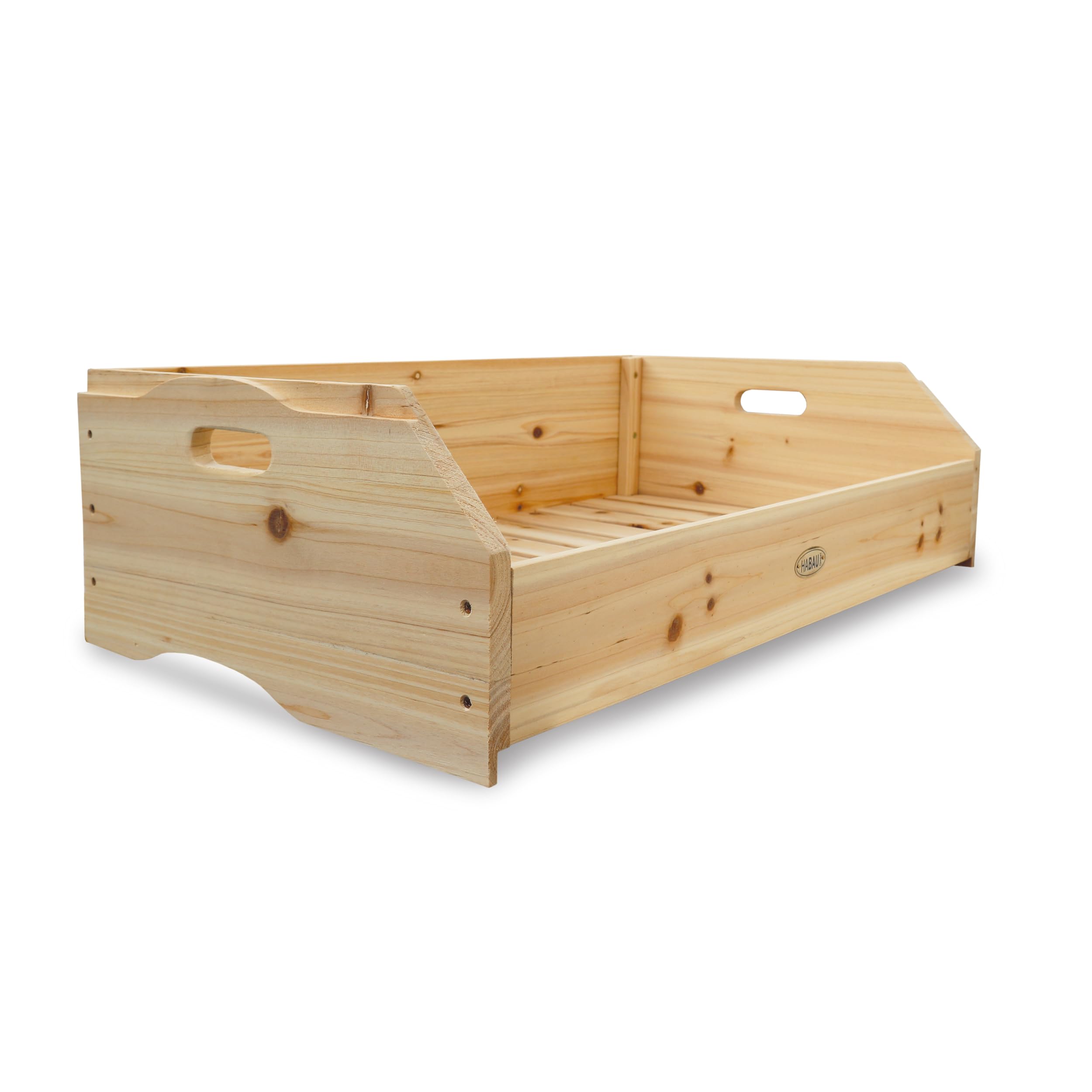 HABAU Stapelkiste Maxi im 3er Set aus Massivholz | Stapelbar, je Kiste 59 x 38 x 18 cm, aus FSC®-zertifiziertem unbehandeltem Holz