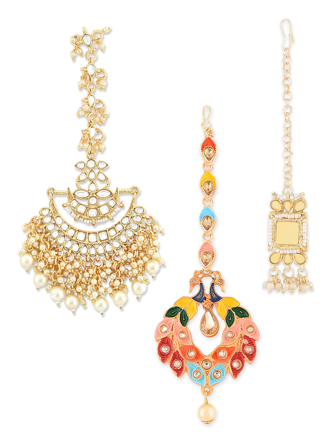 Zaveri Pearls Combo of 3 Gold Tone Kundan Maangtikka For Women-ZPFK13075 (B09WVQZSYK) Amazon Price History, Amazon Price Tracker