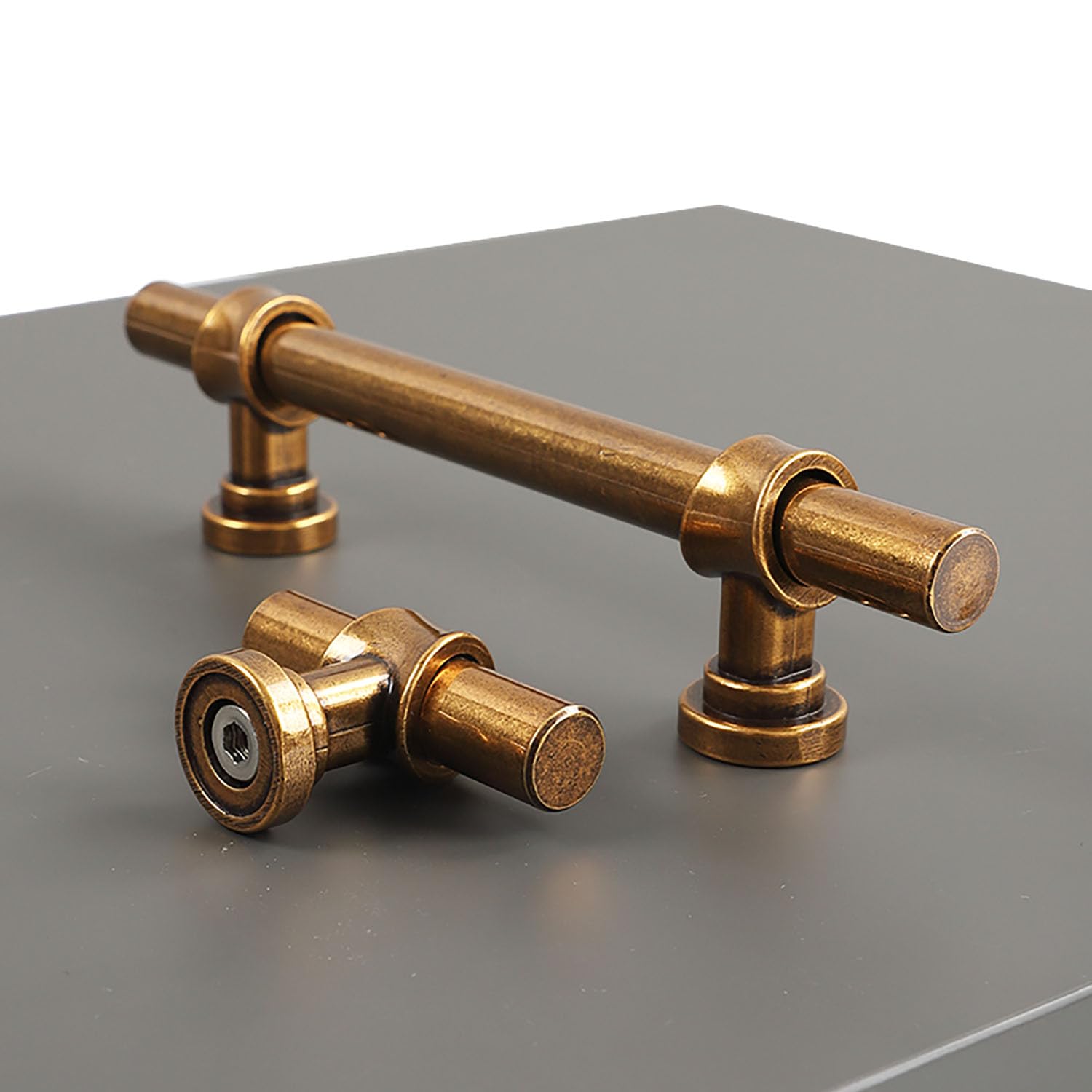 4 Pezzi Maniglie d' Ottone Vintage, Antico Zinco Lega Cassetto Tira Maniglie Armadio Cucina con Viti Manopole Cassetto Armadio Maniglie Armadio Cucina Foro Unico (Hole Spacing 96mm)