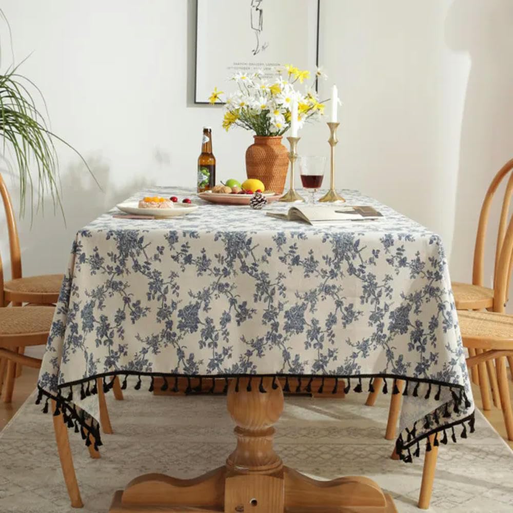 Tovaglia Pastorale con Dente di Leone in Cotone e Lino da 60~300 cm per Tavolo Tovaglia Rettangolare con Copertura per Tavolo da Pranzo in Nappa