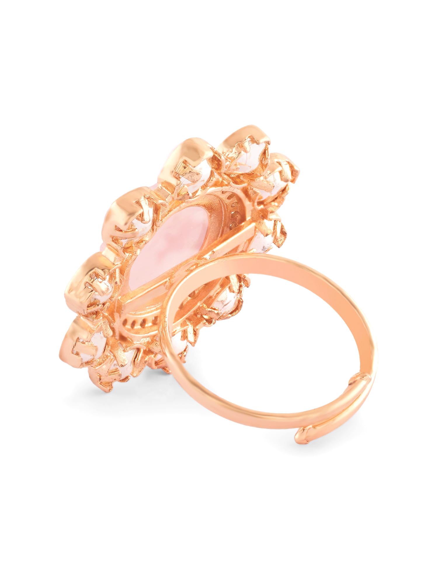 Women's Adjustable Brass Flower Ring with Cubic Zirconia