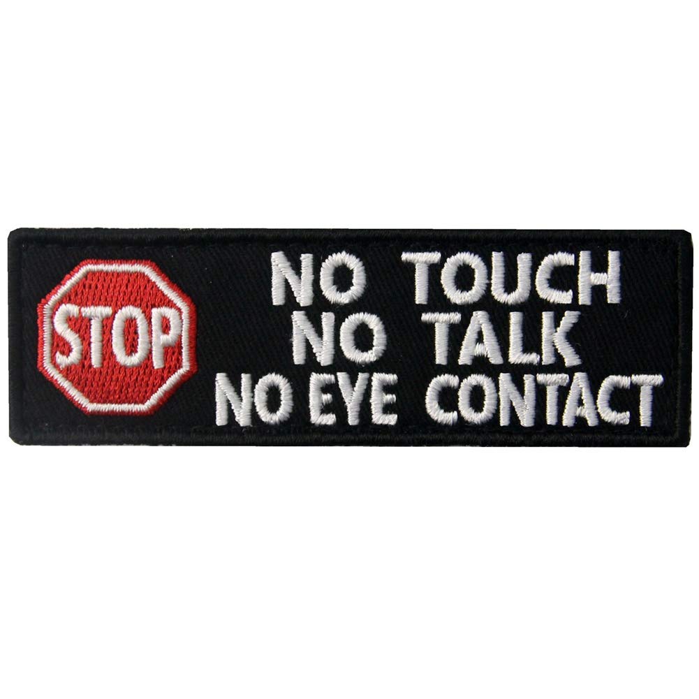 Embtao No Touch Talk Service Dog No Touch No Talk Warning Vests/Harnesses Patch Embroidered Badge Fastener Hook & Loop Emblem