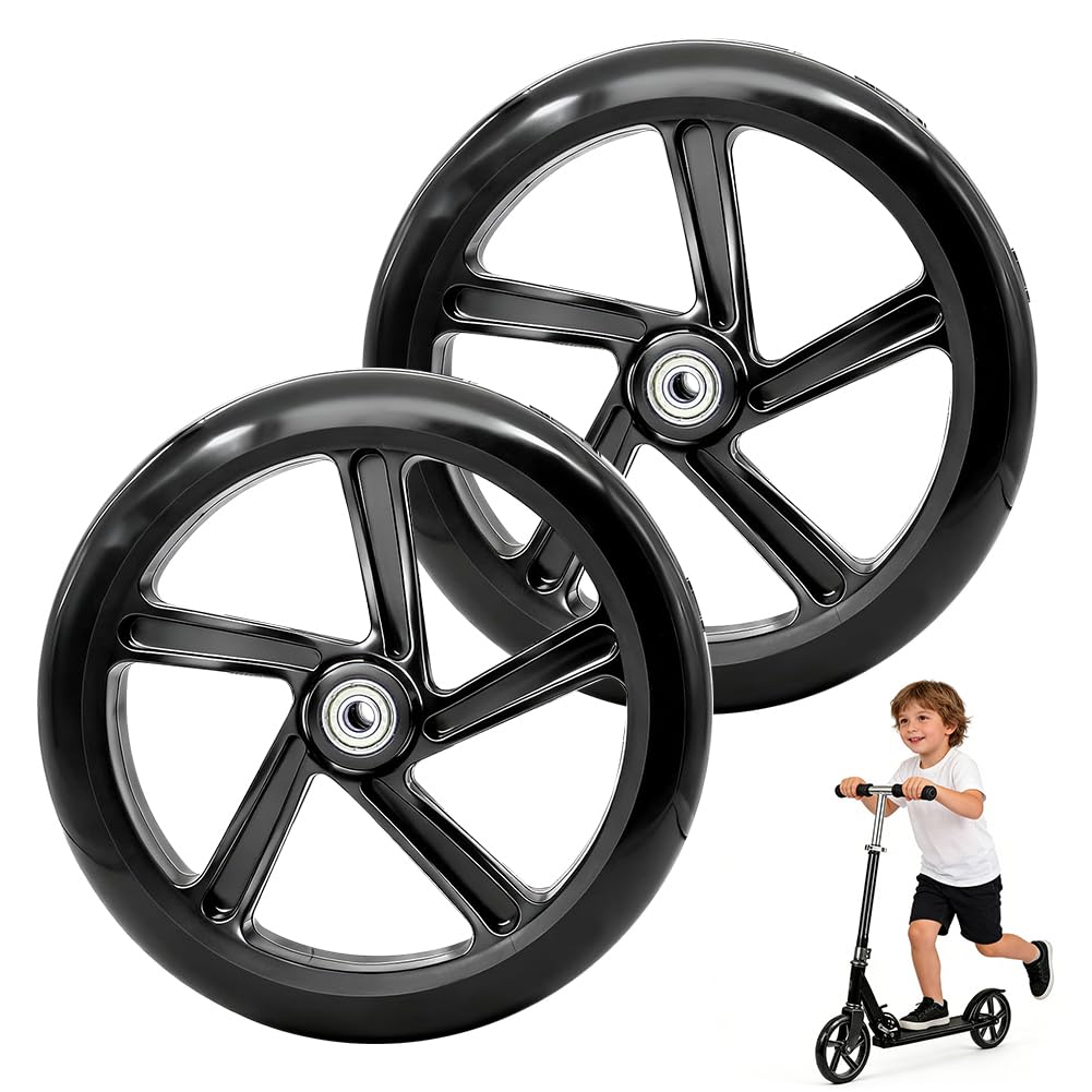 2 piezas de ruedas de scooter de 200x40mm, ruedas de repuesto para scooter con rodamientos ABEC-9, ruedas antideslizantes para patinete, neumáticos de patinete de ciudad, ruedas de repuesto para