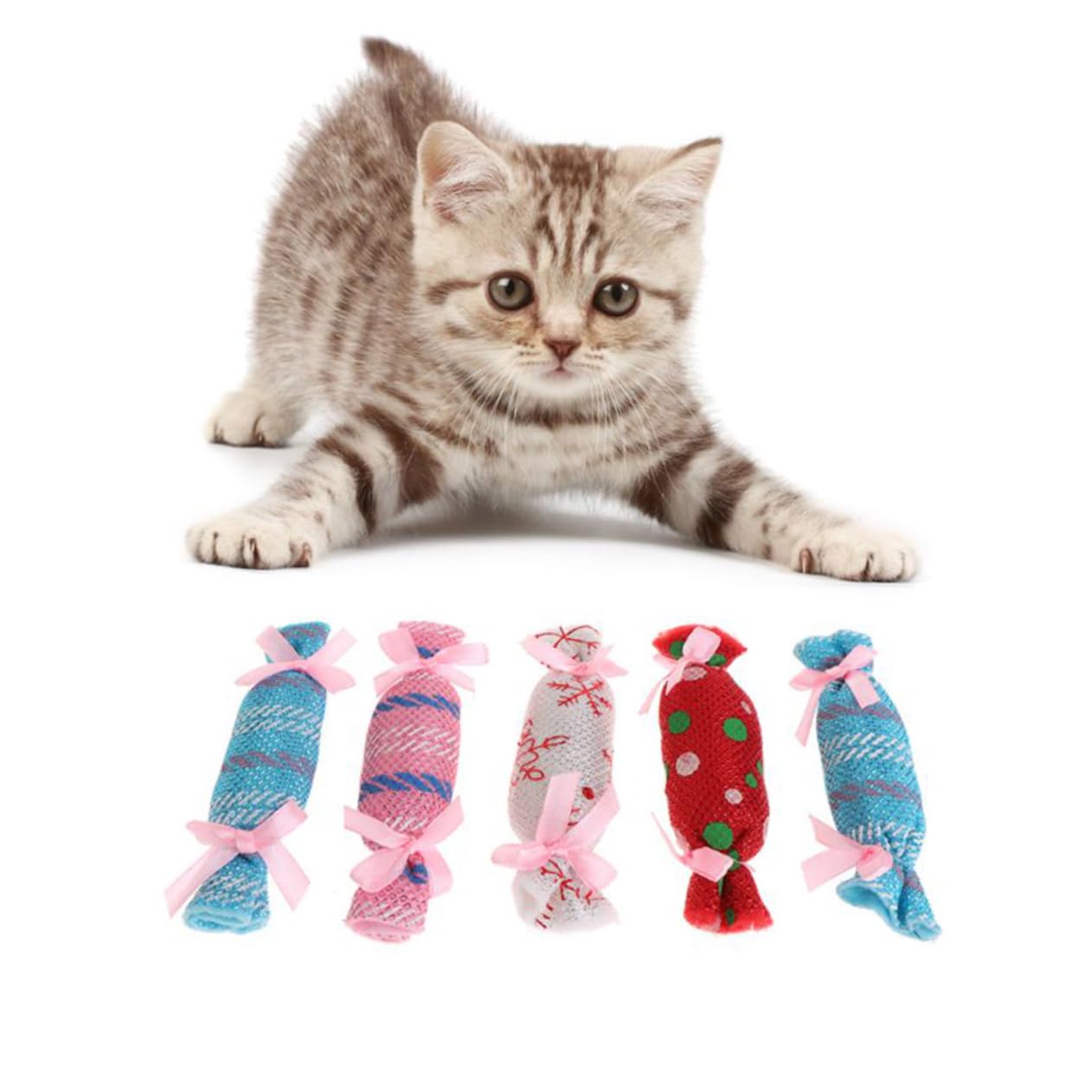 Happyyami STK Katze Bonbon Spielzeug Katzenminze Spielzeug Kätzchen Spielzeug Katzenbonbonspielzeug Süßigkeiten Spielzeug Stoff Süßigkeiten Hundebissspielzeug Tuch Katze Haustier Beissen