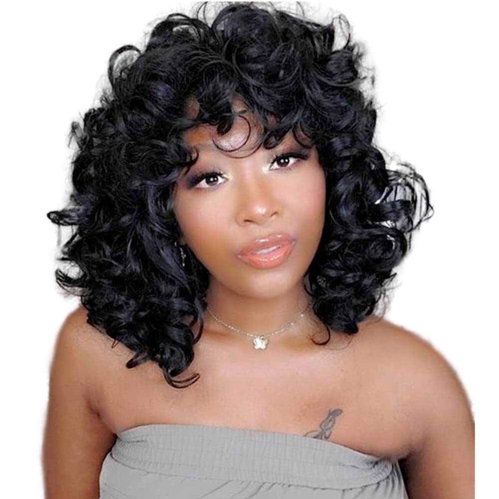 NISEYO NU Short Ocean Wave Crochet Hair 9 Inch 8 Packs Deep Wave Crochet Hair Synthetic Wavy Crochet Braids (1# Jet Black)