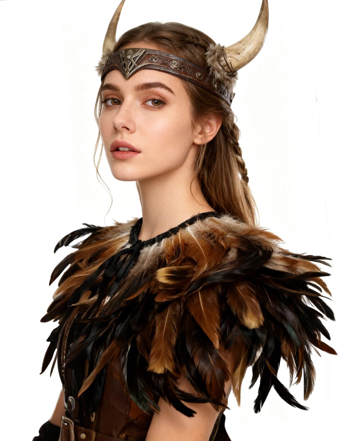 keland Collana di Colletto di Scialle con Coprispalle di Piume in Stile Gotico. Spalline in Costume di Halloween