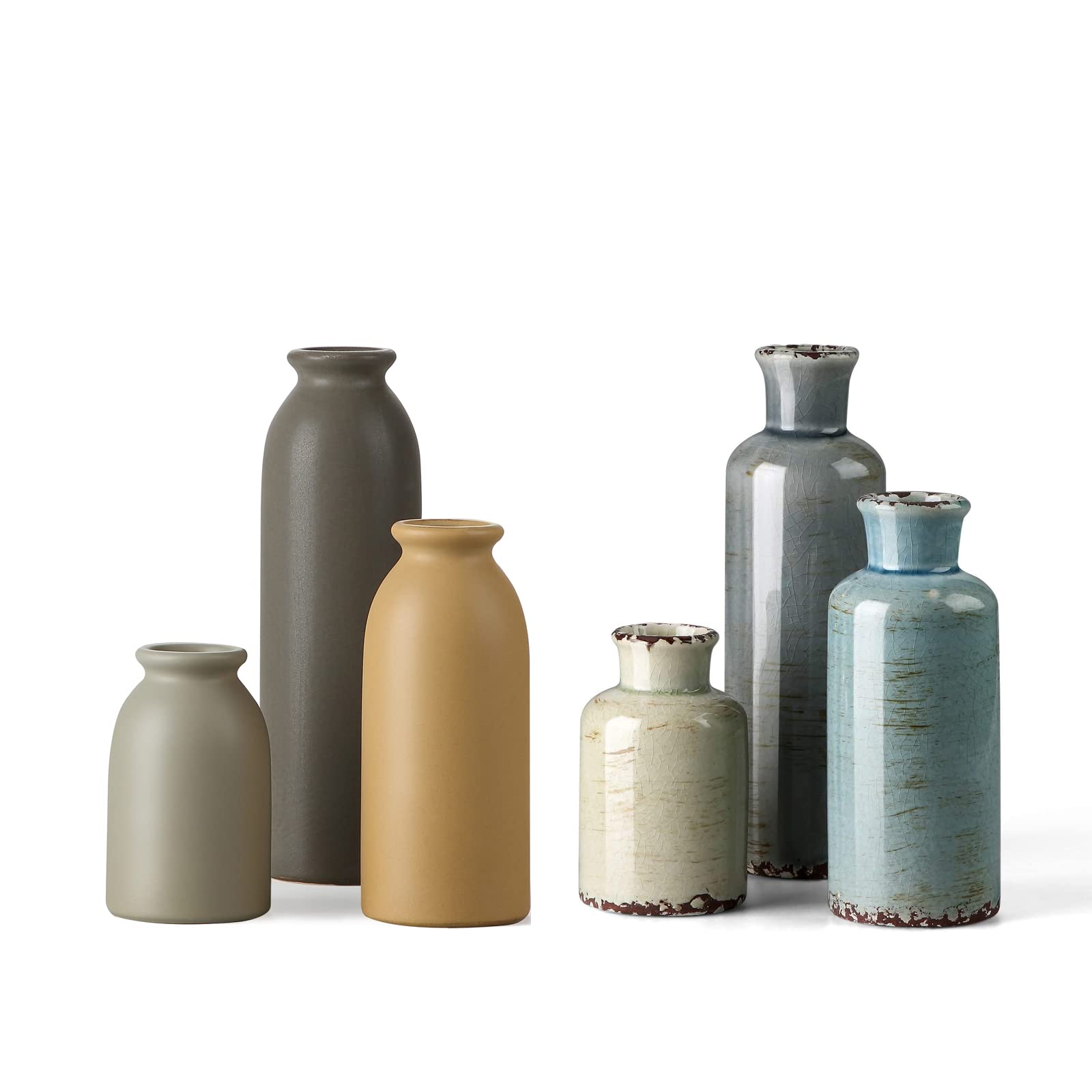 CwlwGO- Ceramic Bohemia Vase for Home Decor, Set of 6 Decorative Vases for Kitchen, Living Room,Decorative Touch to Any room's Decor.