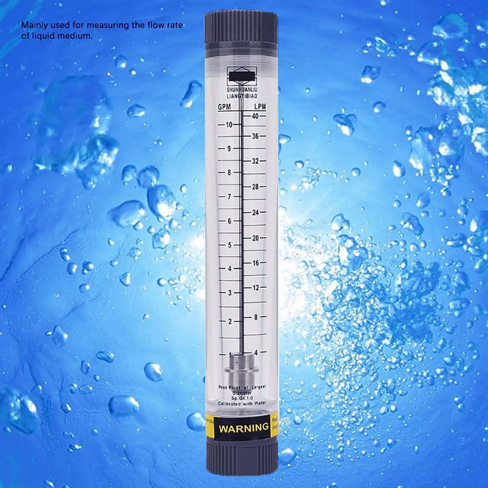 Flussometro a tubo, LZM-20G Misuratore di portata liquido acrilico trasparente, Flussometro ad alta precisione, 1-10 GPM e 4-40 LPM, filettatura interna da 3/4 "