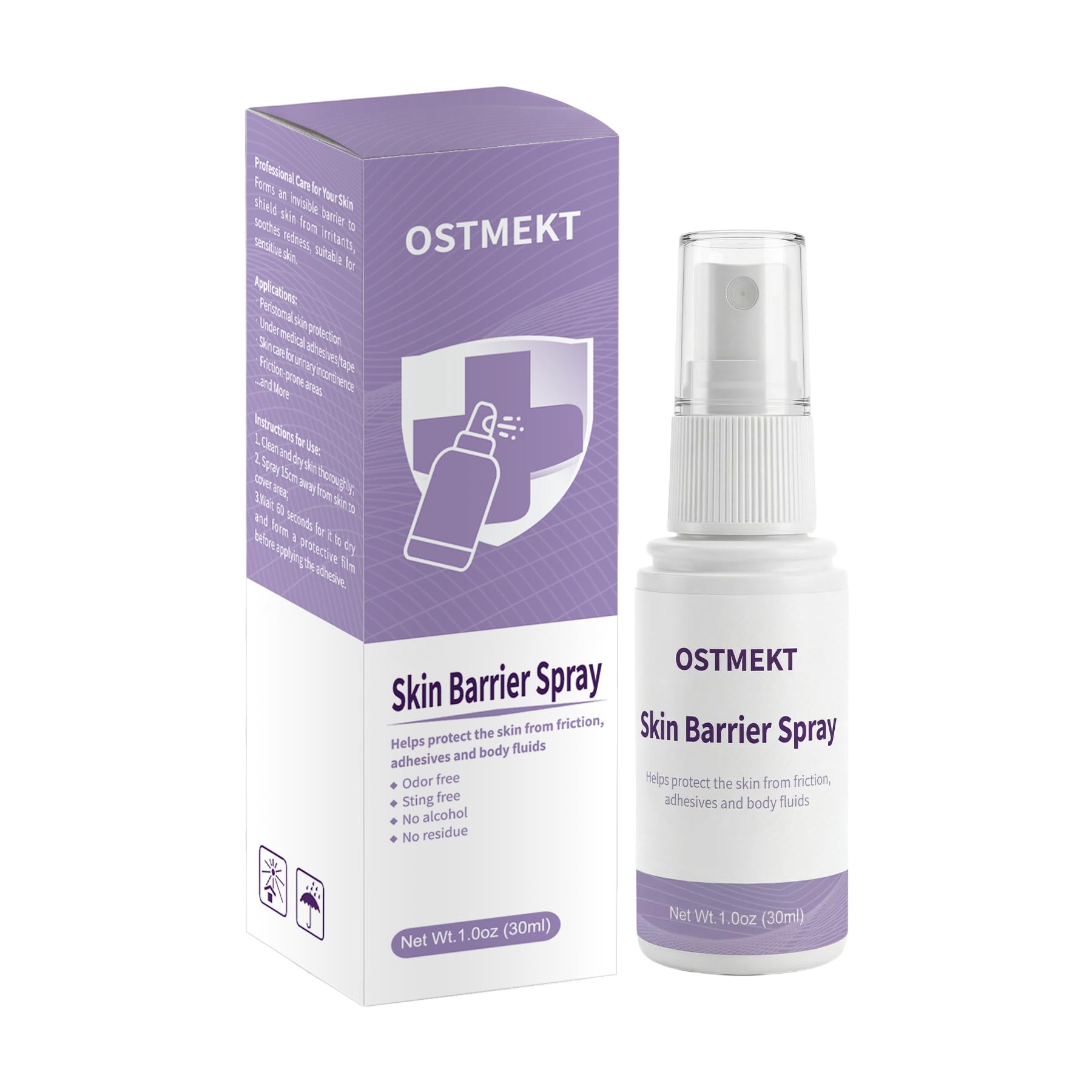 No-Sting Skin Barrier Spray - Alcohol-Free Skin Barrier Film for Ostomy Supplies - Waterproof Protective Film for Sensitive Skin