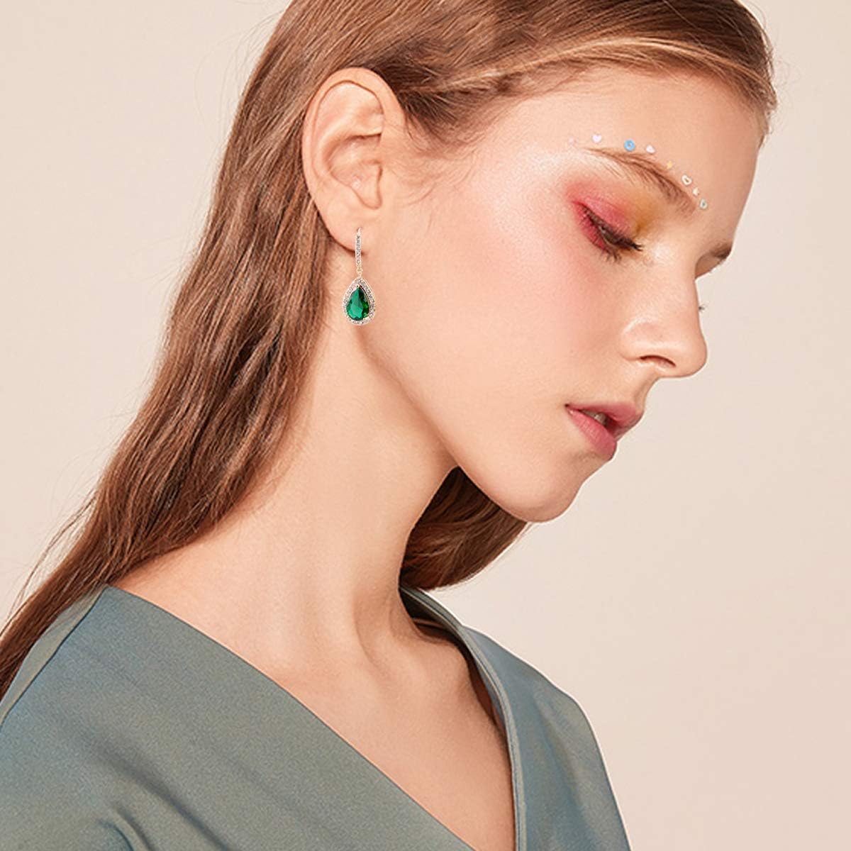 CZ Teardrop Earrings for Wedding - Sterling Silver Cubic Zirconia Crystal Rhinestone Drop Earrings Womens Bridal Jewelry for Bride Bridesmaids Mother of Bride Gift Party Prom Pageant Earring for Girls - Image 2