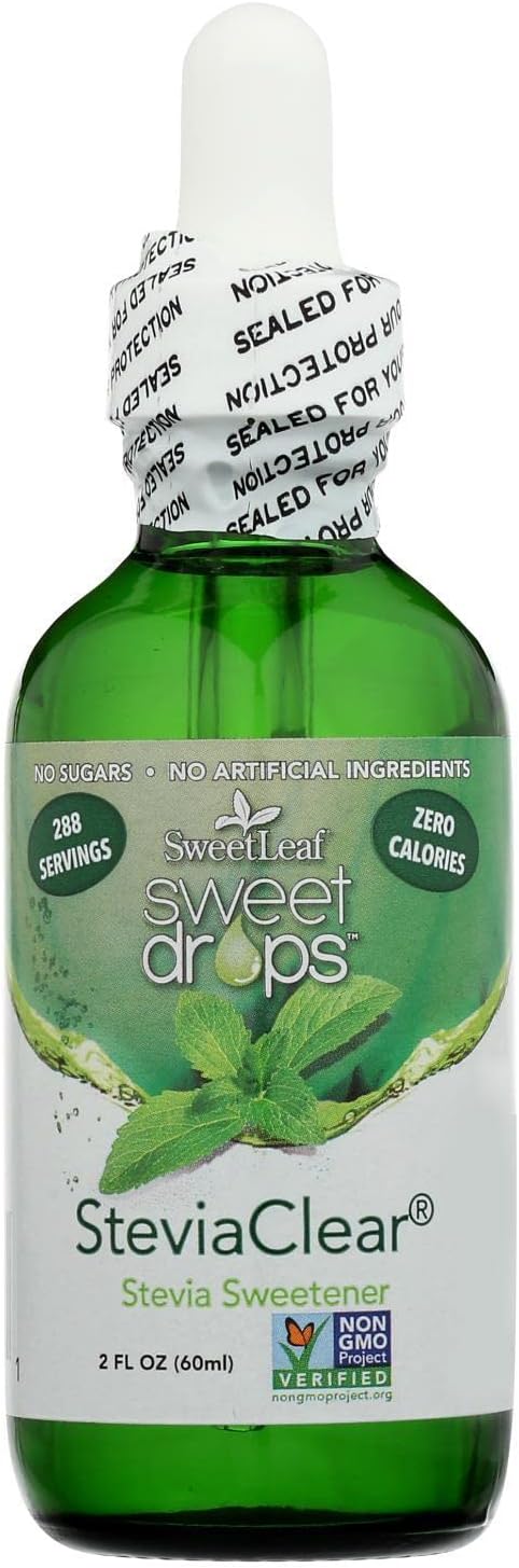 SweetLeaf Stevia Drops Liquid Sweetener, SteviaClear - 2 Fl Oz, Pack of 1 | Unflavored Sweet Drops, Organic Stevia Leaf Extract, Zero Calorie, No Erythritol, Sugar Substitute, With Dropper