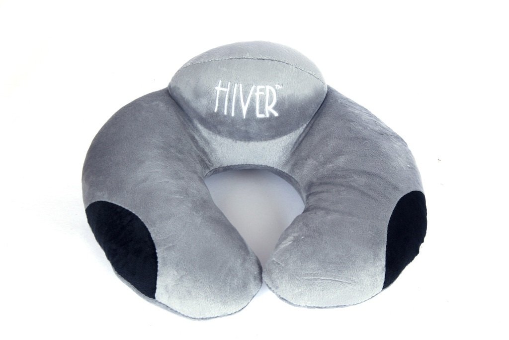 hiver Memory Foam Neck Travel Pillow Neck Pillow with Elevated Headrest Flight Pillow (Silver)-picture-12