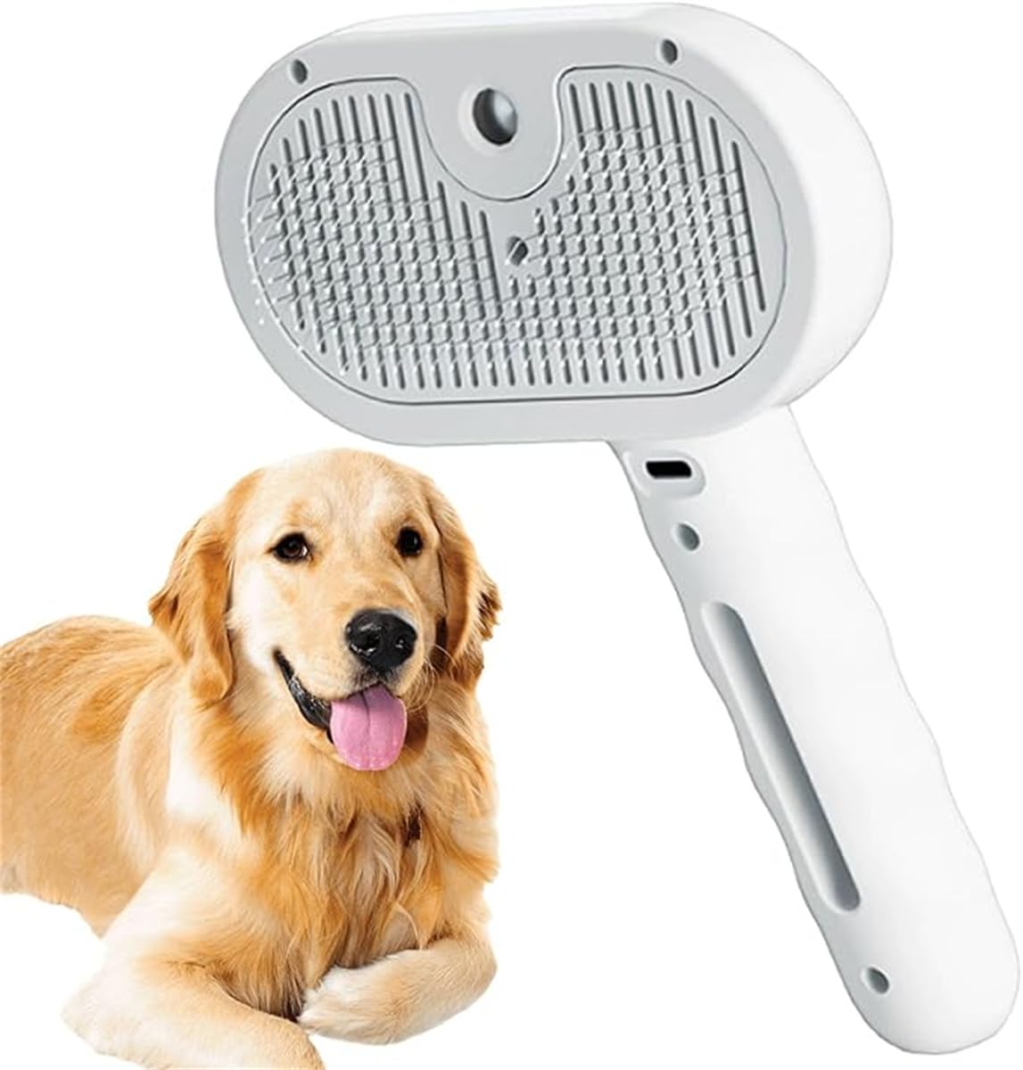 Plufura Dog Brush – 3 in 1 Spray Hair Removal Comb, Portable & Long Lasting Water Brush, With Water Tank and One-Click Release Button, Effective Hair Removal and Comb for All Breeds (White)