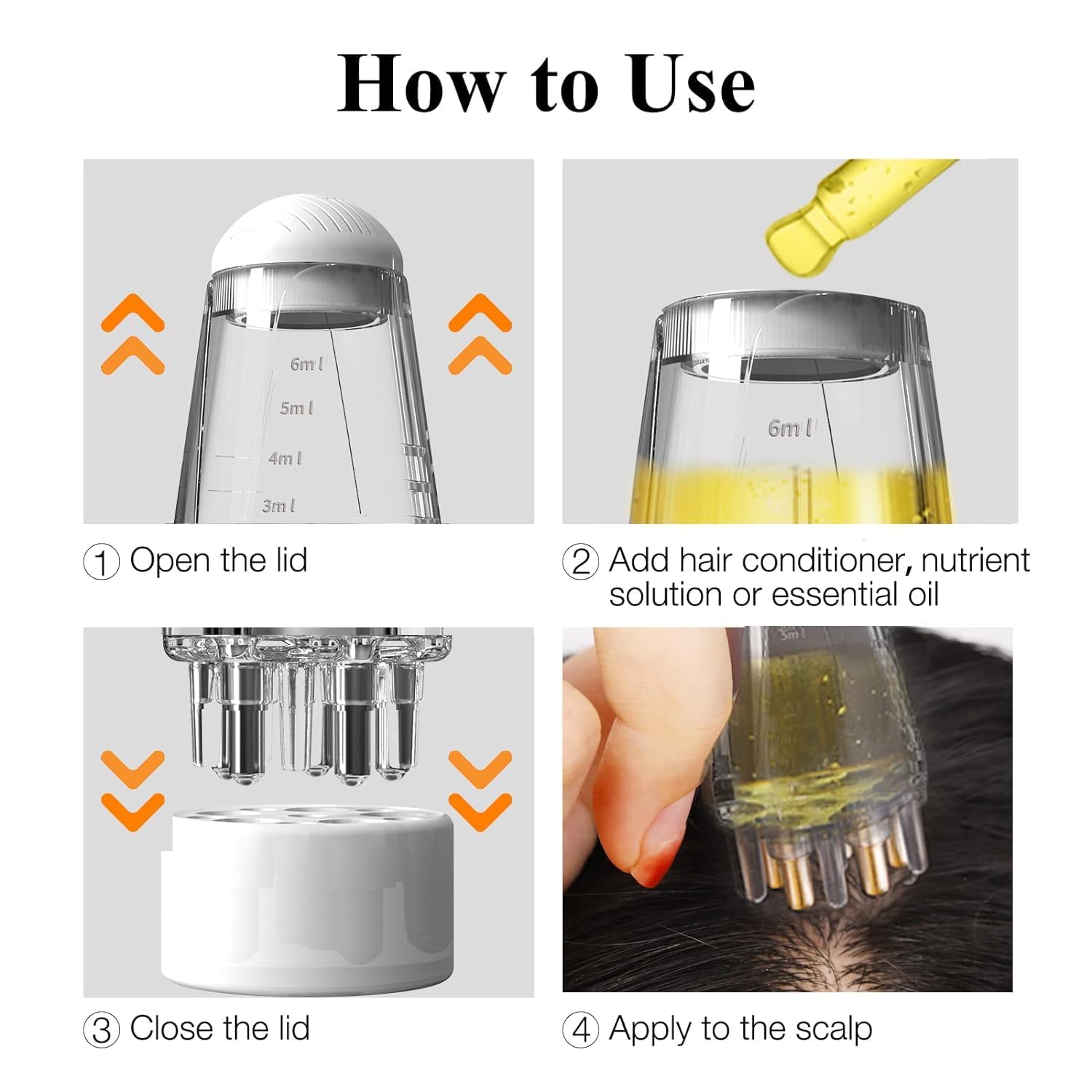 EARTHCONE® Hair Oil Applicator Bottle – 6ml Hair Root Oil Applicator Roller 3