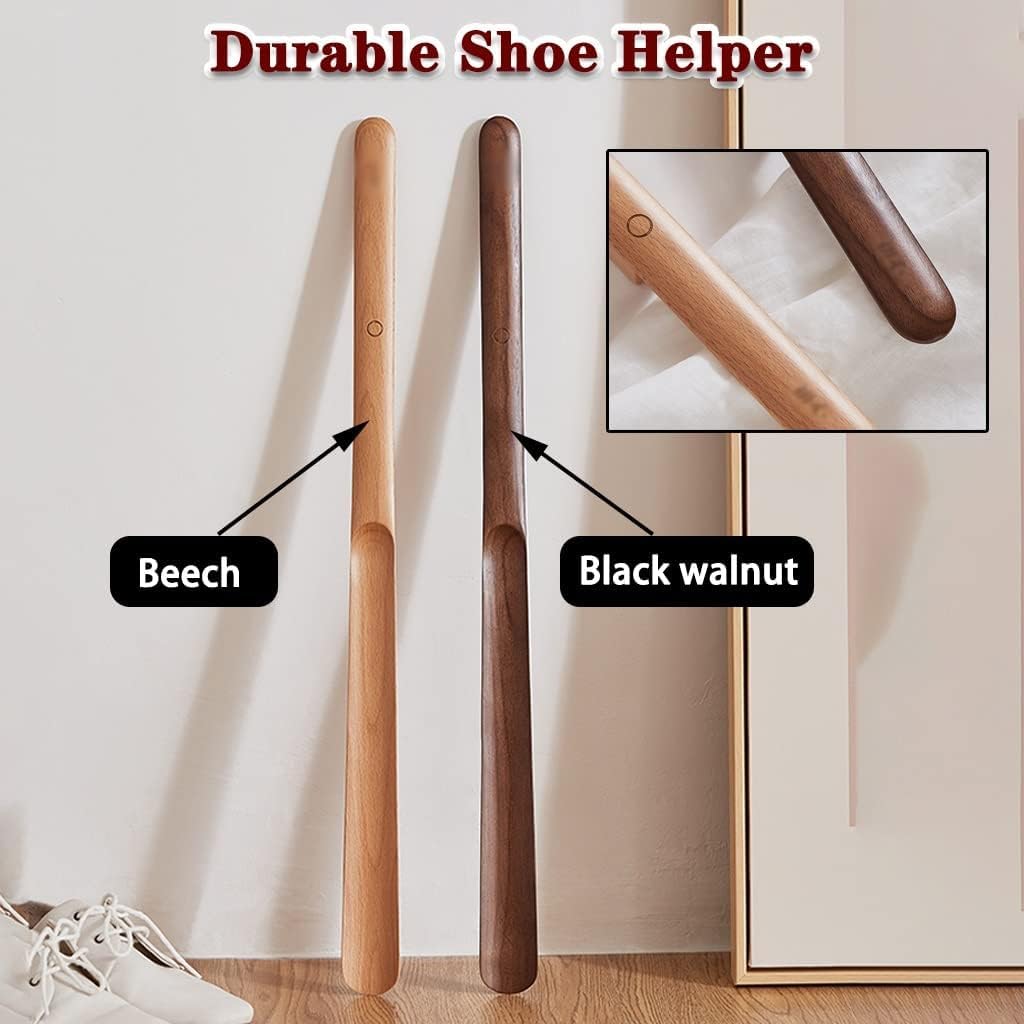 Schuhspanner, Schuhlöffel aus Holz, innovatives magnetisches Design, massivem Walnussholz mit Bogen, ergonomischer Schuhhelfer Buchenholz, for ältere Menschen, 23,6 Zoll | Brown Color