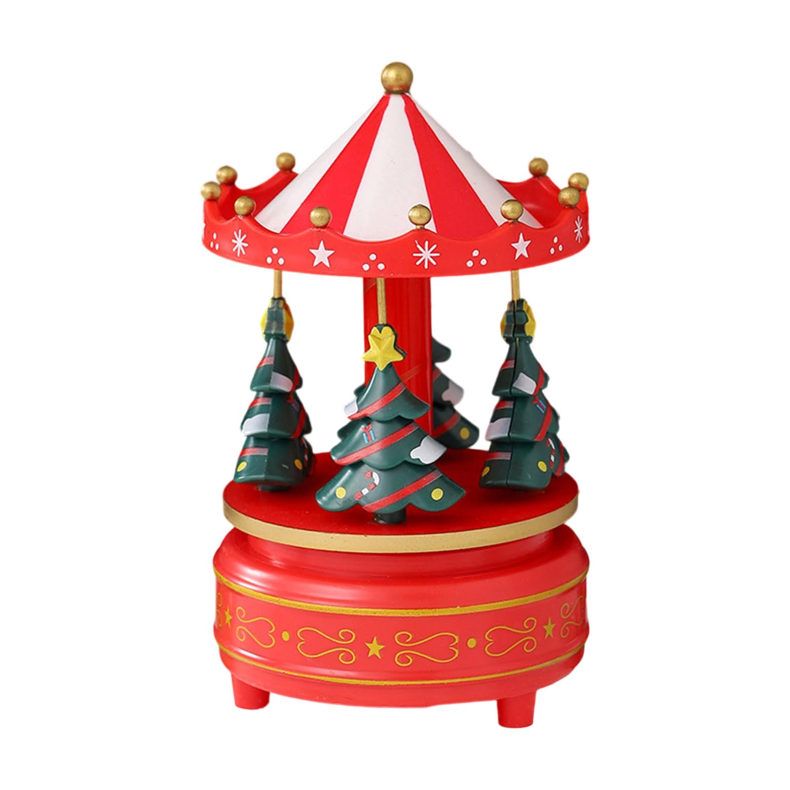 Msioytog Hand-Cranked Rotating Christmas Tree Music Box with Festive Melodies, Holiday Home Tabletop Decor for Family Gifting Hand Cranked Christmas Tree Musical Box