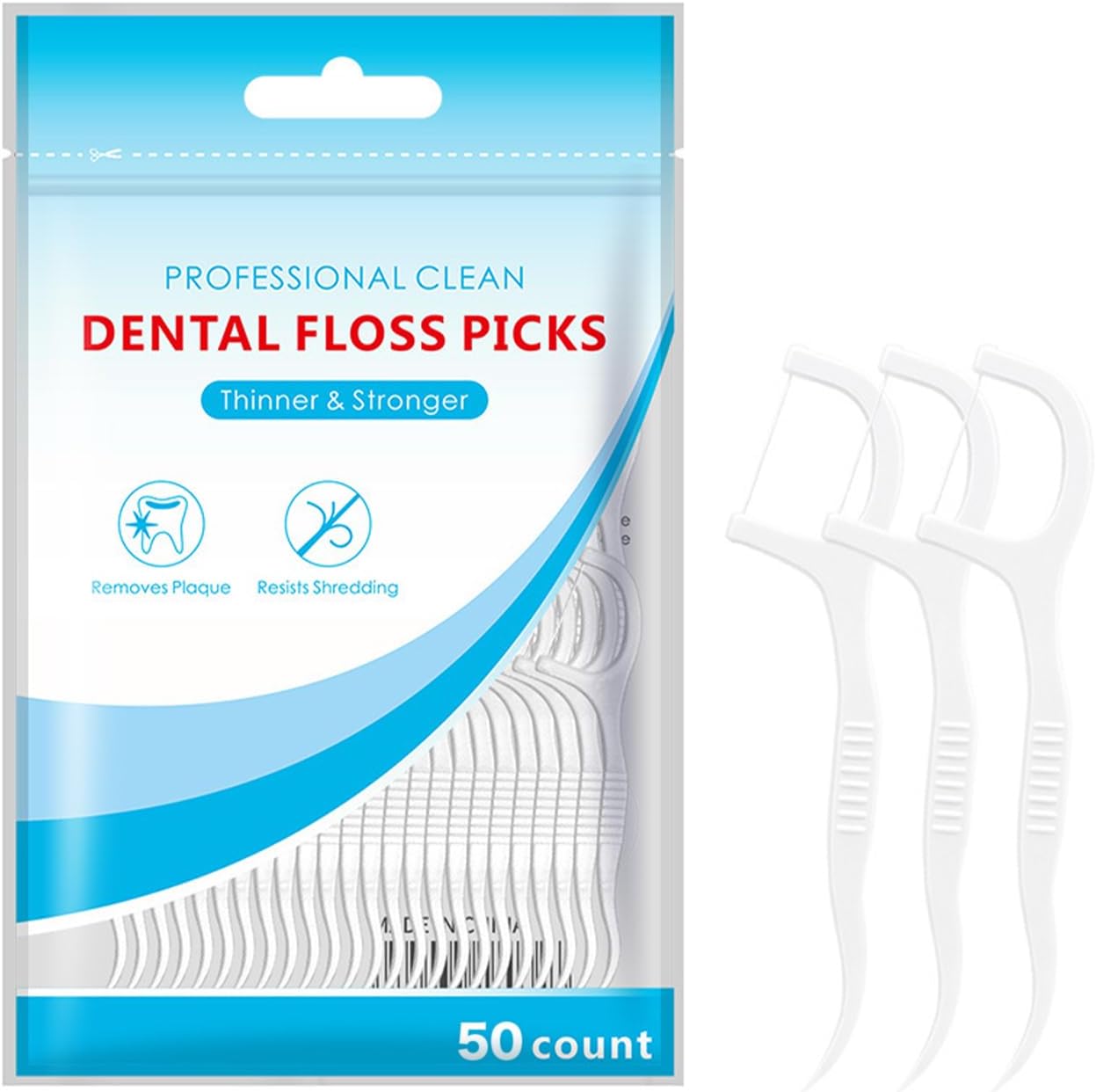 Dental Floss - 50 Pcs Toothpicks, Teeth Stick, Floss Picks for Teeth Cleaning (50 Picks)