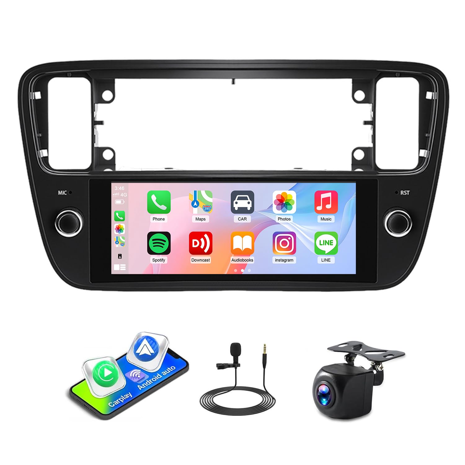 Bluetooth Autoradio mit Bildschirm für VW Up 2011-2016 Für Skoda Citigo 2011-2018 Android 14 2 Din Radio Kabellosem Carplay Android Auto 6.86Zoll Touchscreen FM RDS GPS Navigationsgeräte WiFi