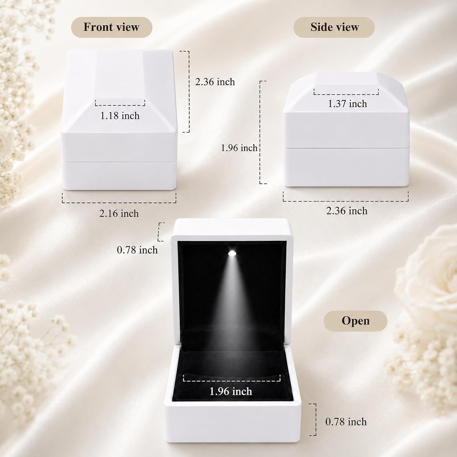 LED Lighted Engagement Ring Box, White Ring Case for Proposal image 5
