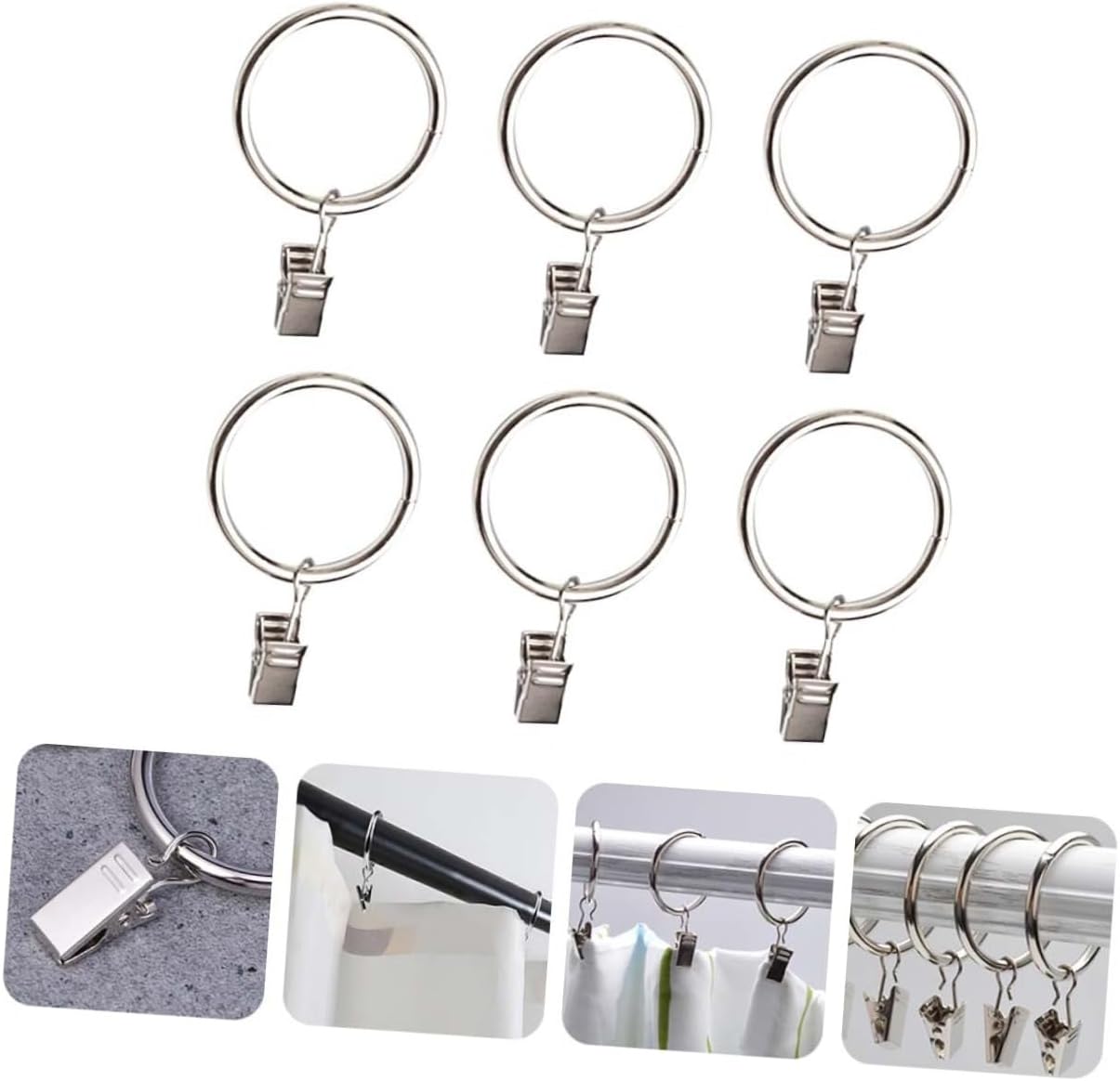 ORFOFE 1 Set Metal Curtain Clips and Drapery Hooks Rings Rustproof Clip Rings for Easy Installation for Curtains Home Office and Outdoor Decor