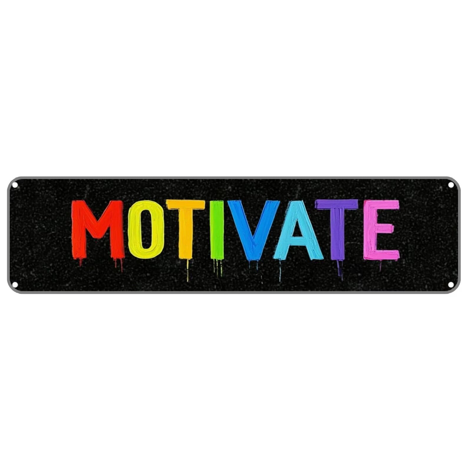 MOTIVATE Tin Sign Christmas Decor Retro Wall Decor For Home Coffee Bar Funny Aluminum Sign 4x16 Inch