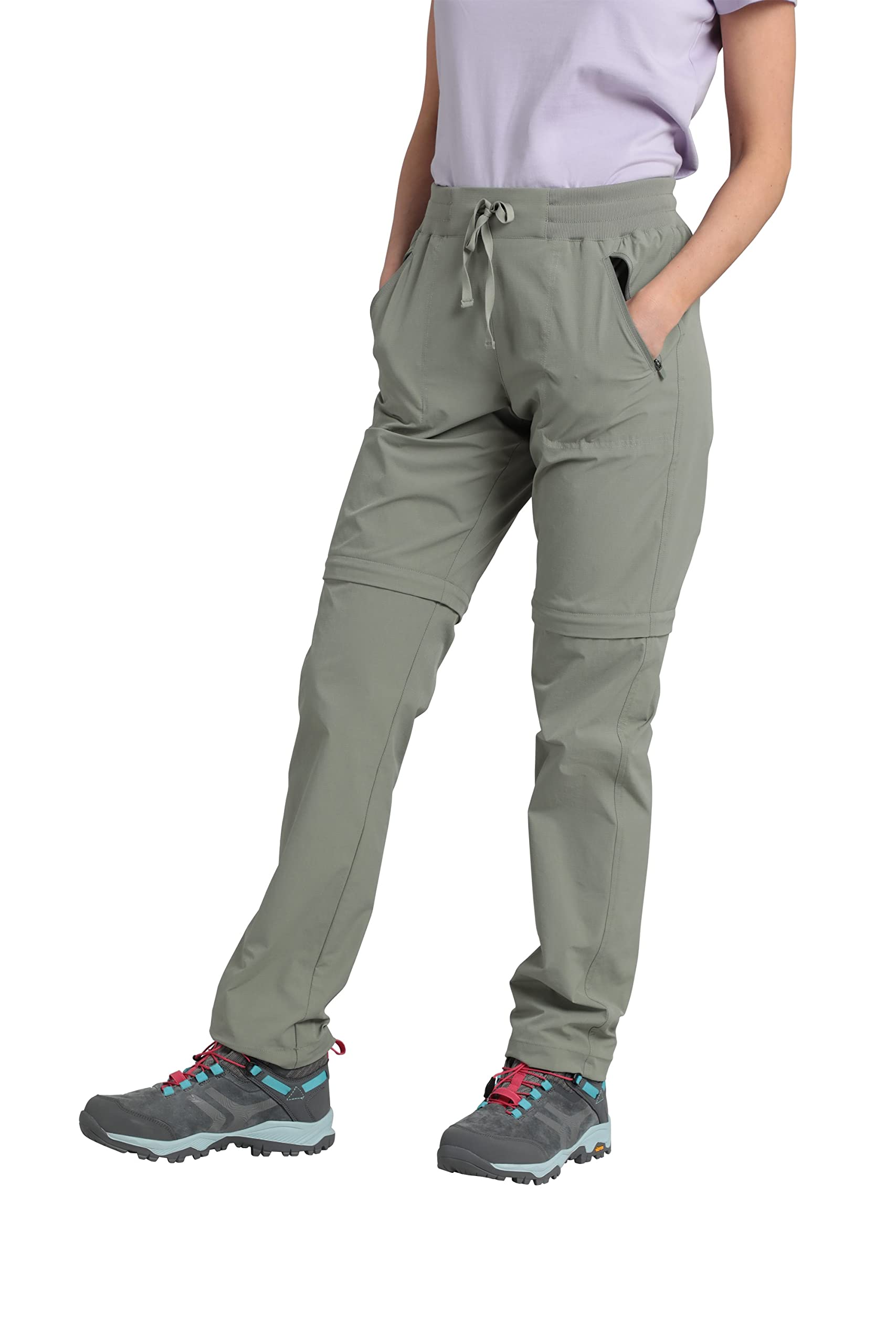 Mountain Warehouse Explorer Womens Zip Off Trousers - Quick Drying Pants, UV Protection Bottoms - for Hiking, Camping & Outdoors Light Khaki Women's Size 24