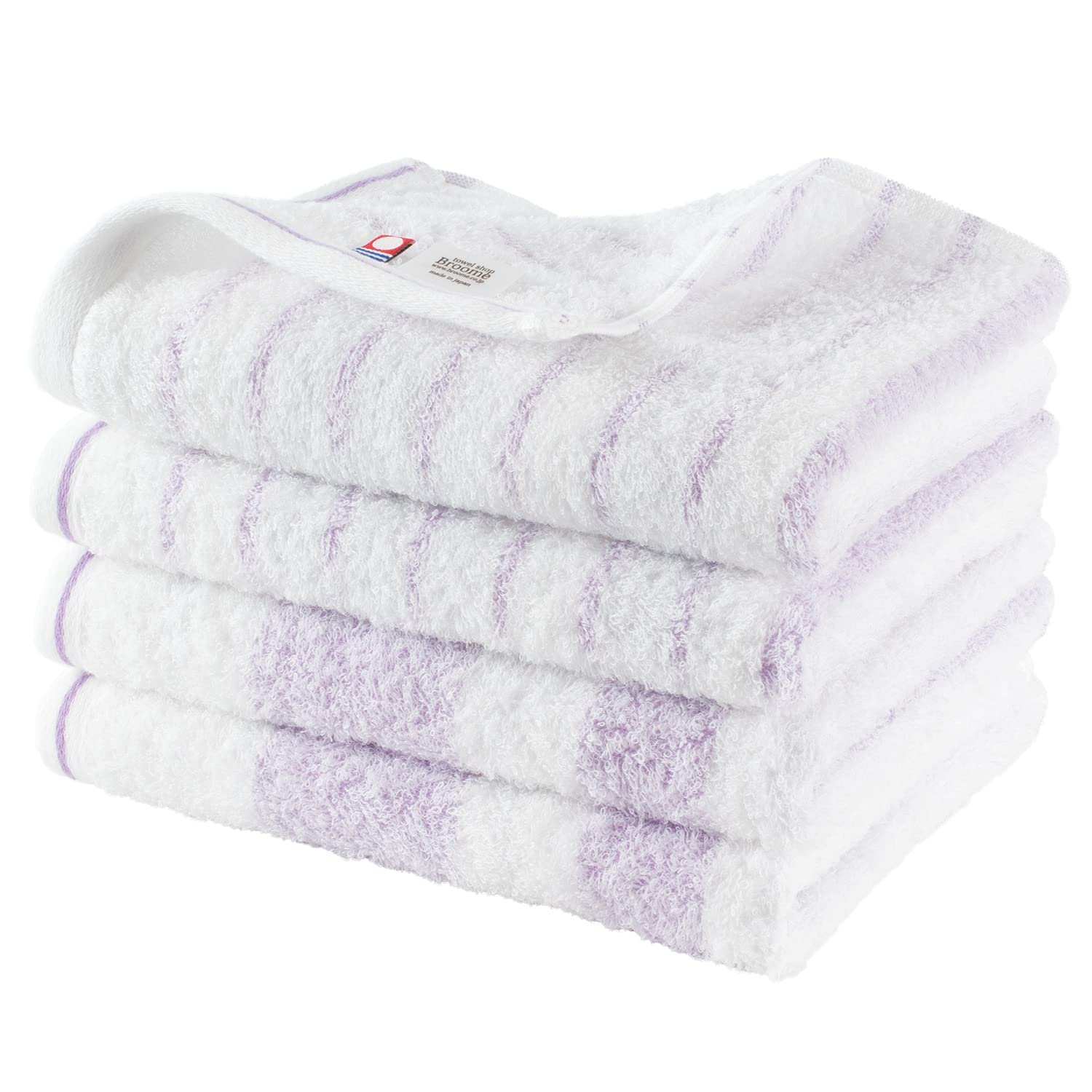 Imabari Face Towel Set of 4, Purple Border