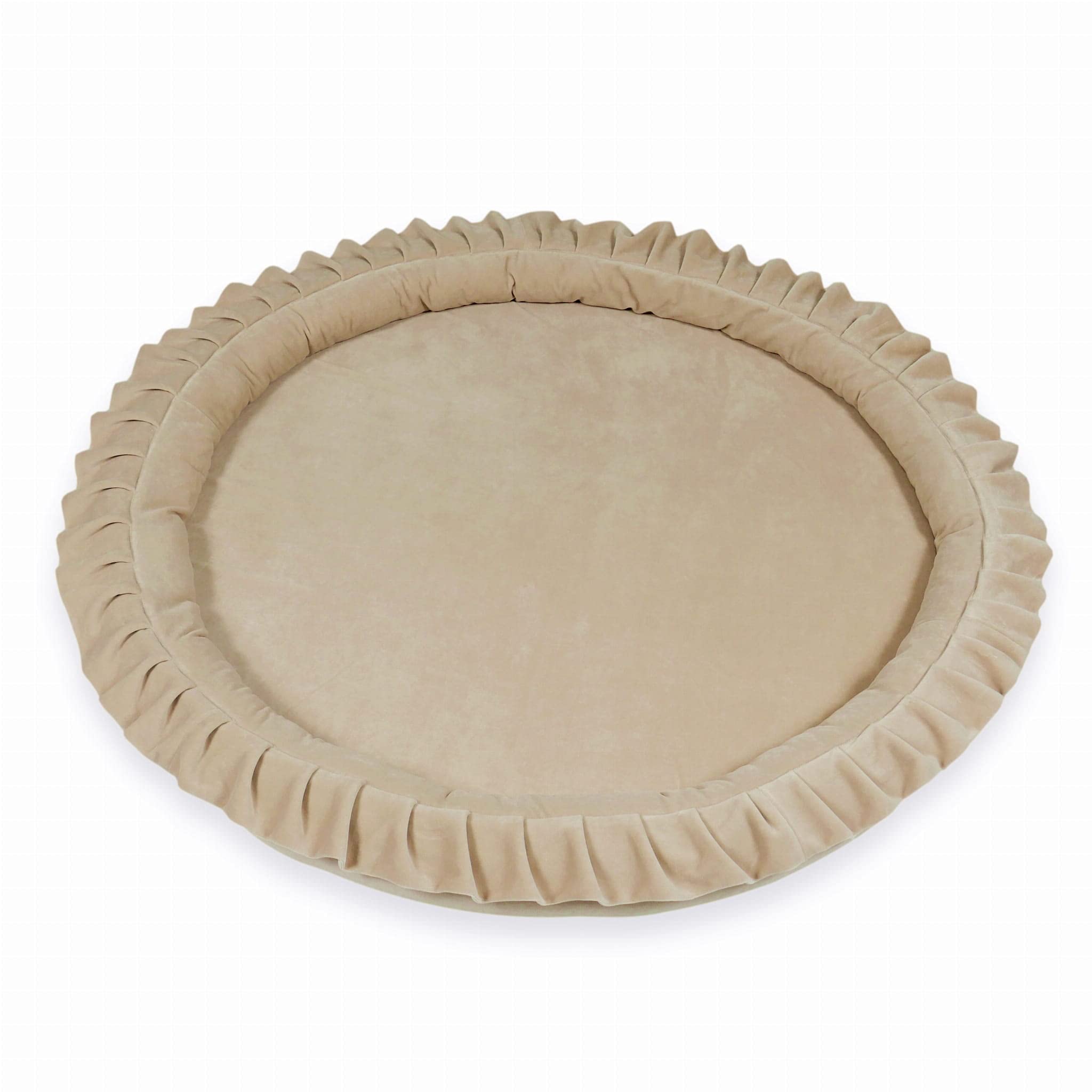 Mimii Baby Spielmatte 120 cm Rund velvet soft beige - Baby Spielnest aus Schaumstoff - Krabbelmatte mit Rand - Weiche Bodenmatte für Kinderzimmer - Sicher & Waschbar