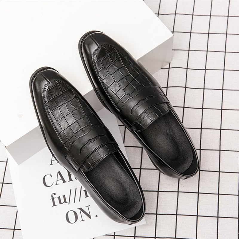 Men's Leather Driving Slip-on Dress Loafers Shoes Luxury Alligator Printed Softsole Business Oxfords Moccasin Classic Wedding Formal Shoes3
