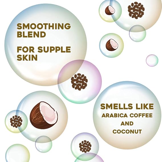 OGX Smoothing Coconut Coffee and Rosewater Pink Sea Salt Body Scrub and Wash Bundle, 19.5 oz