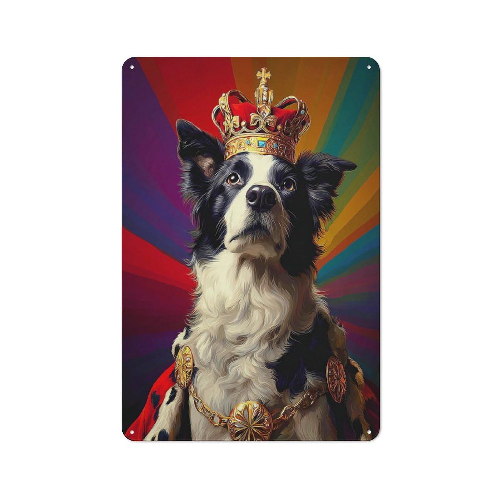 Junmoney Royal Canine The Majesty's Coronet Rustic Tin Wall Plaque 30X20cm Featuring For Pub Or Café, A Decorative Christmas Gift For Café Interior Fans
