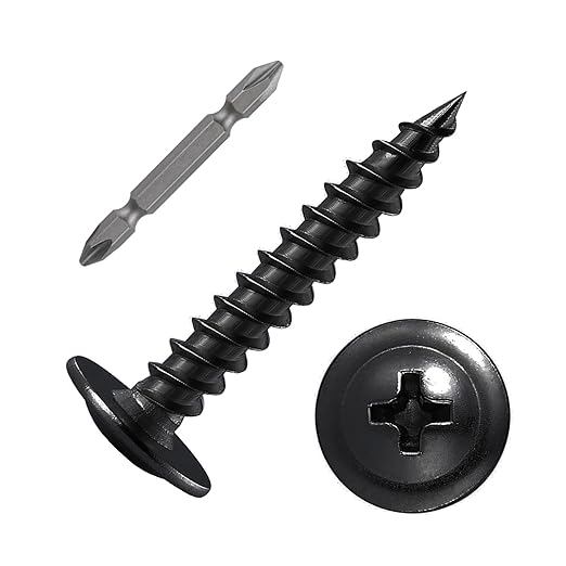 (150 pcs)#8×1-1/2" Black Truss Head Wood Screws Quick Metal Self Tapping Zinc Oxide