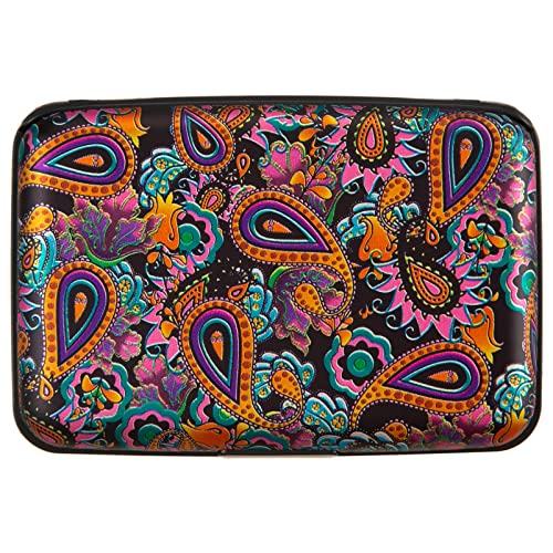 Image of Credit Card Holder Small RFID Blocking Wallet Business Metal Slim Mini Aluminum Hard Case for Women Men Gift, Paisley Art, small, Minimalist, Compact, American