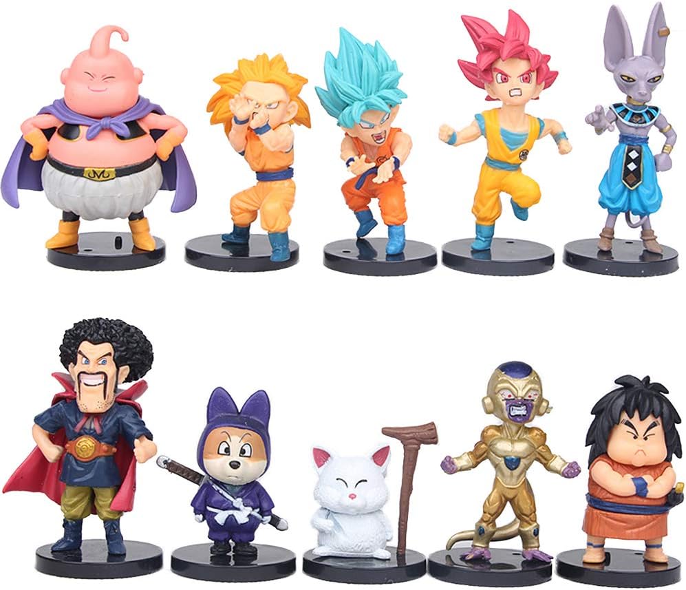 REYOKG Dragon Ball Cake Topper Pastel Decoración Suministros 10Pcs Goku Figures Toy Dragon Ball Juguetes Muñeca Hecha a Mano Muñeca Decoración para niños Animales Juguetes Set