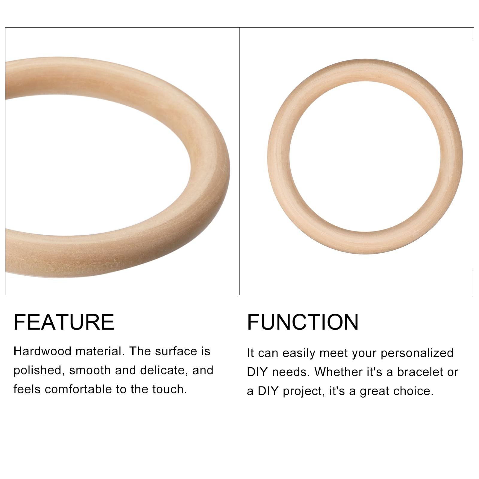 METALLIXITY Unfinished Wood Rings (125x15mm/4.92"x0.59") 1Pcs, Natural Solid Wooden Circle Hoops - for Home Decor DIY Craft Macrame - Image 4