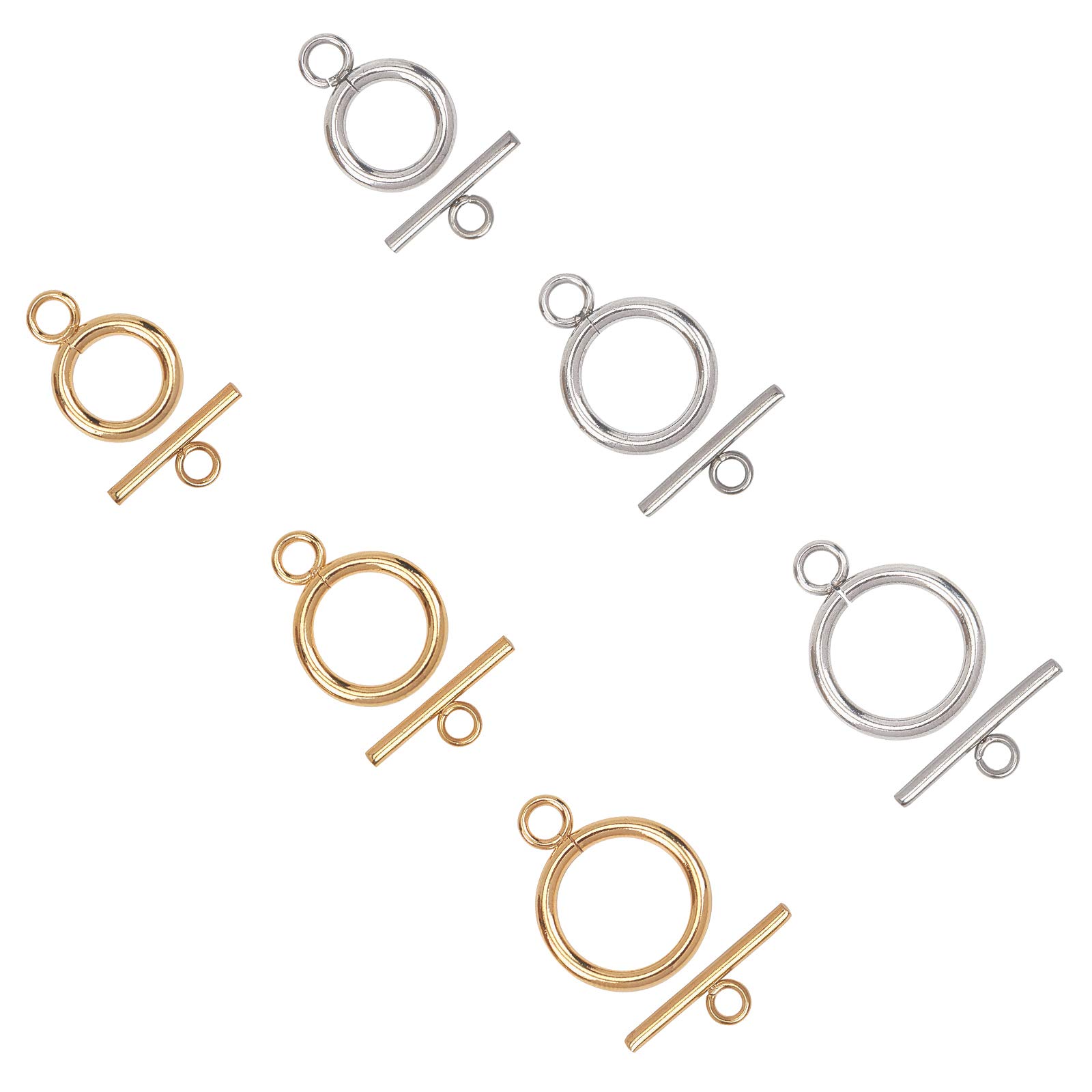 24 Set Stainless Steel Toggle Clasps - Round IQ T-bar Closures For DIY Jewelry Making