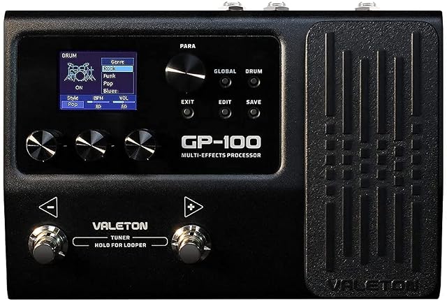 Valeton Guitar Pedal Multi-Effects Processor with Expression Pedal Guitar Bass Amp Modeling IR Cabinets Simulation Multi Language Stereo OTG USB Audio Interface GP-100
