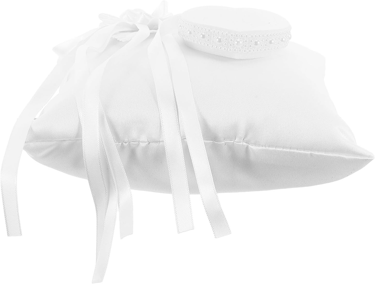 Ring Bearer Pillow Decorative Keepsake with Floral Motifs Heart-Shaped White Fabric and Sponge Material, Multi-Functional for Wedding Rings at Bridal Events and Proposals