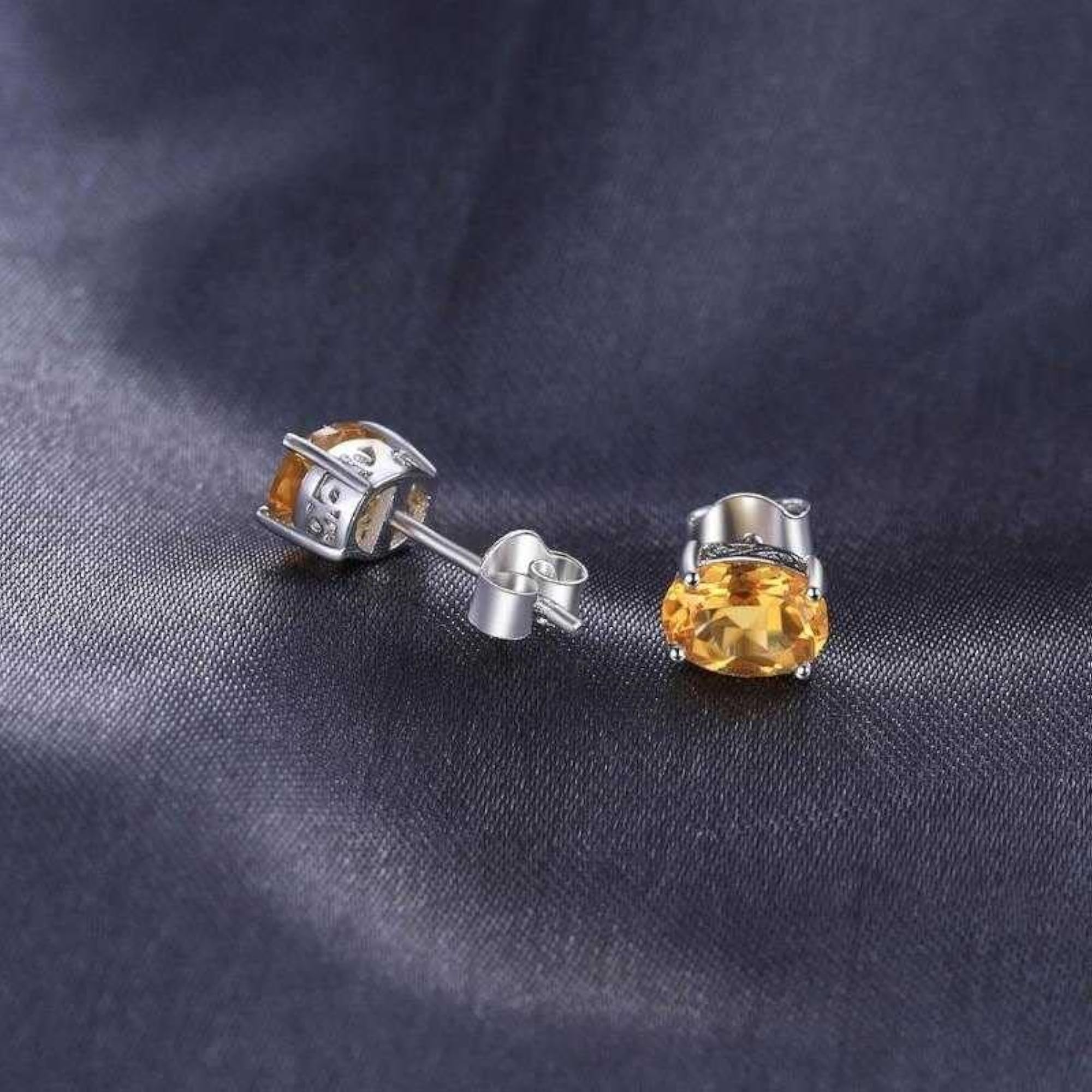 Silver Plated Crystal Stud Earrings, Oval Shape