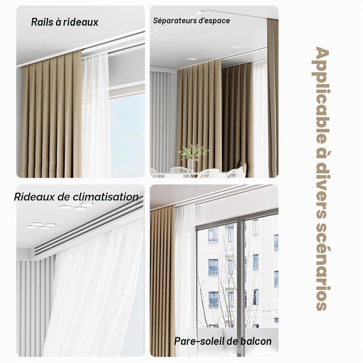 Rail De Rideau De Plafond Encastré, Système De Tringle À Rideau Caché, D'intimité Montée Au Plafond, Aluminium, Robuste, Ensemble De Rails De Plafond Suspendu Coulissants(300cm/9.8ft(2 * 150cm))