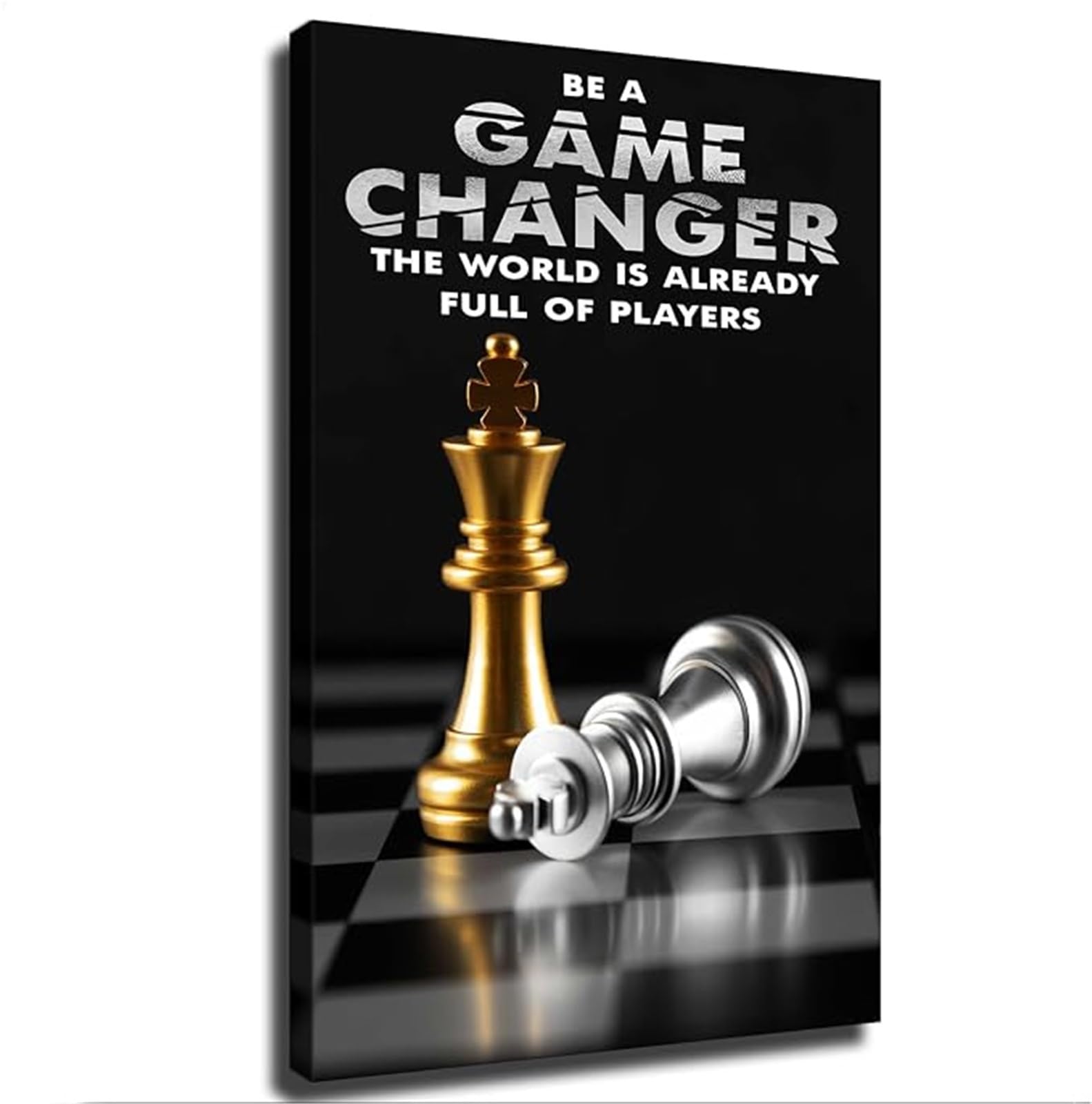 VWWJCCRO Black White Wall-Art Be a Game Changer Inspirational Quote Poster for Classroom Office