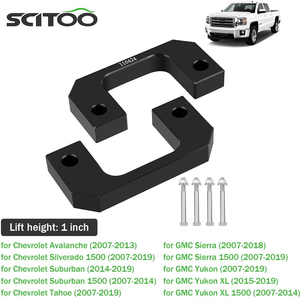 SCITOO 1 inch Front Leveling Lift Kit fit for For Chevrolet Tahoe,Avalanche,Silverado 1500,Suburban 1500 | For GMC Sierra 1500,Yukon XL 1500 Forged Strut Spacers