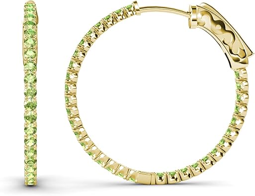 Peridot Inside-Out Hoop Earrings 3.00 ctw 14K Yellow Gold