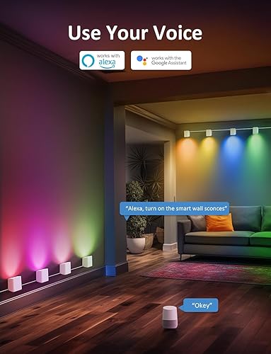 Miniatura 4 de RGBCW - Apliques de pared inteligentes  54 luces de pared WiFi de escenas dinámicas que funcionan con Alexa, sincronización de música y función de