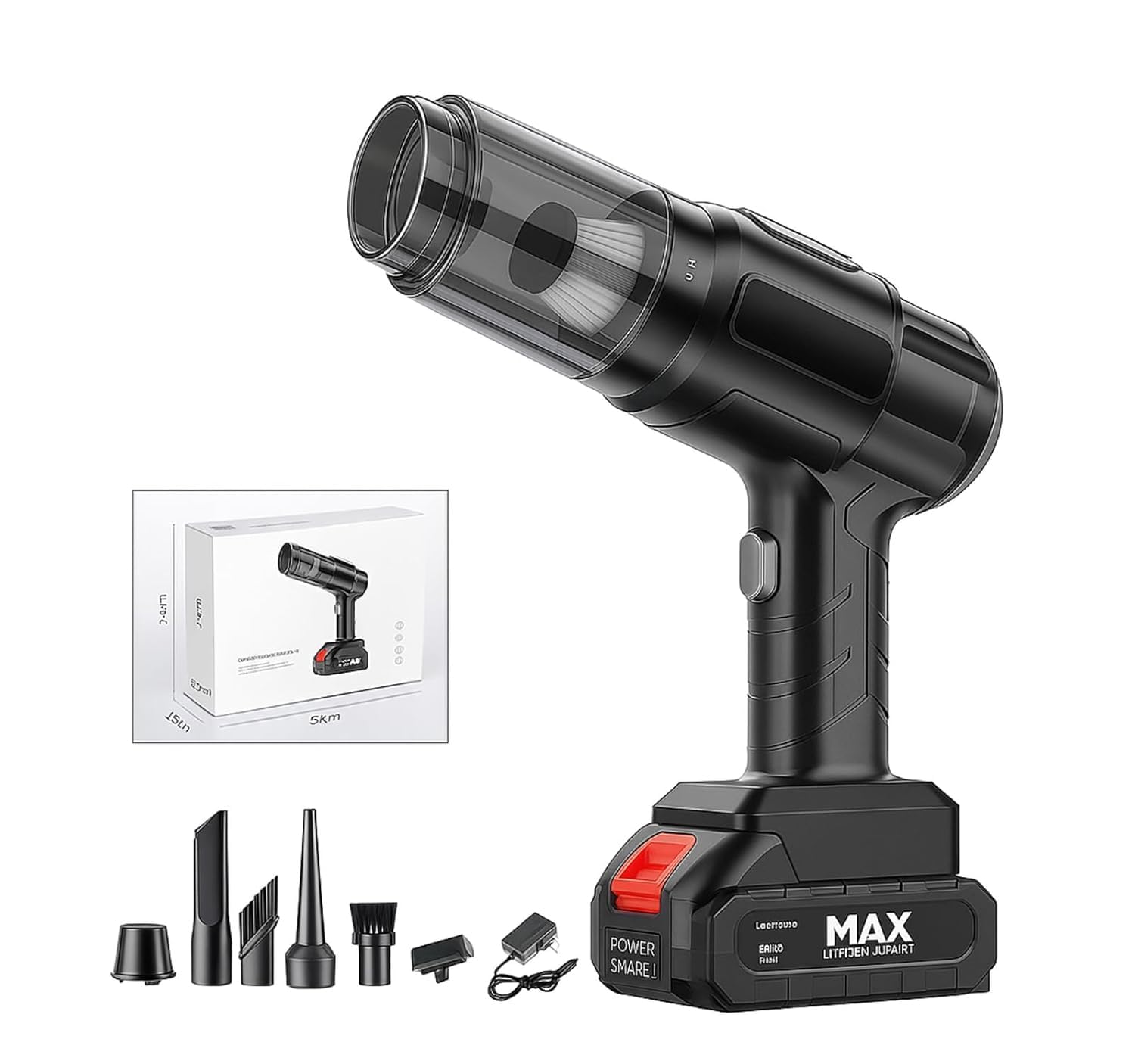 Cordless Handheld Vacuum Cleaner and Air Duster 2-in-1 | Rechargeable Battery, Multiple Attachments, Portable Design, Bagless Dustbin, Car & Home Use-image-11