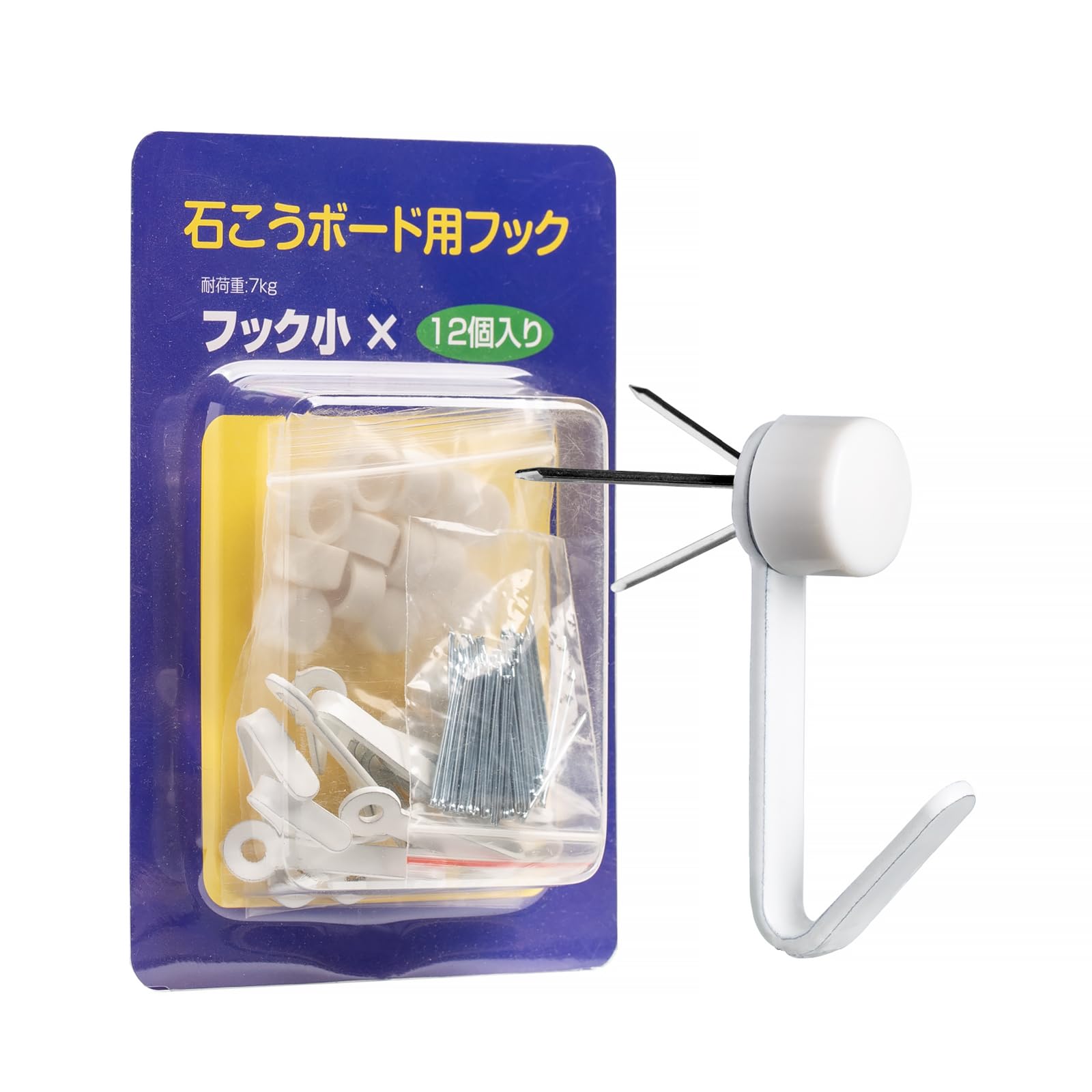 八番屋 石膏ボード用フック Jフック 12個入り ピンが細い 穴が目立たない 賃…