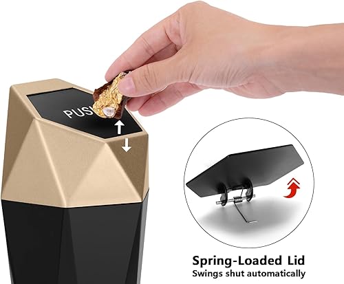 Miniatura 5 de Ginsco - Bote de basura para automóvil, mini bote de basura con tapa, accesorios de automóvil para interior, a prueba de fugas para automóvil,
