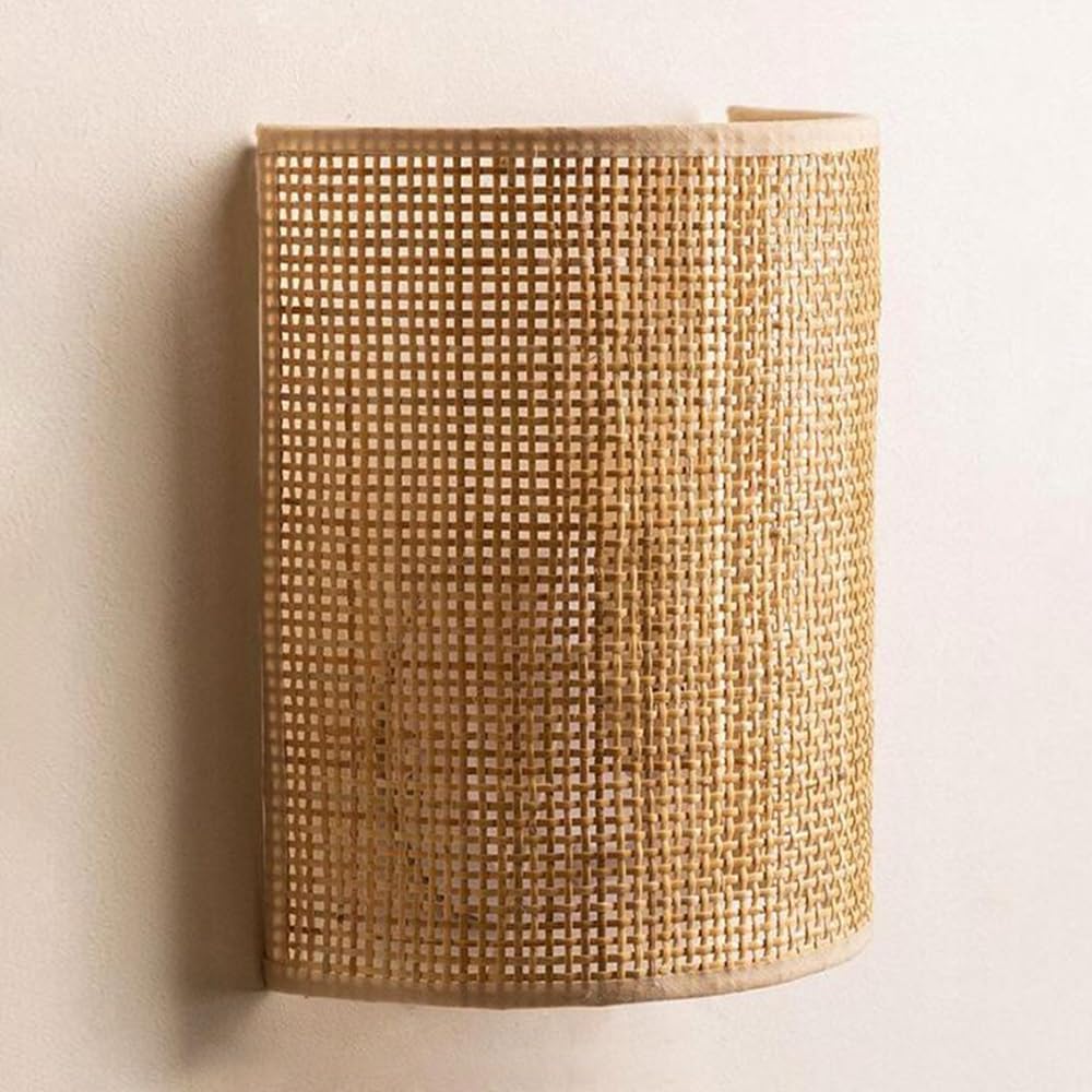Wisząca lampa sufitowa retro bambusowa lampa ścienna E27 kreatywna wewnętrzna drewniana ściana ręcznie pleciona rattanowa dom wiejski ściana do sypialni kuchni jadalni salonu dekoracja, B