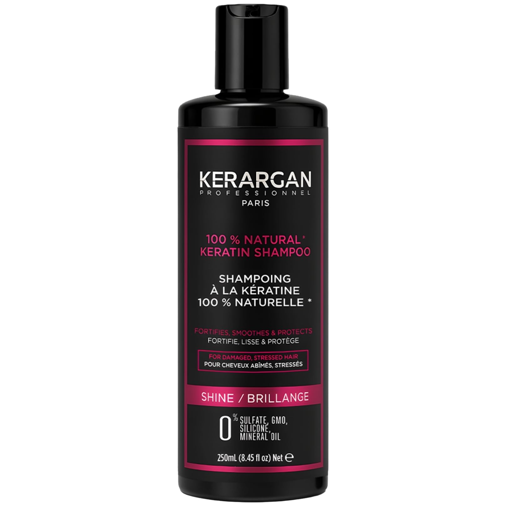 Kerargan - Ultra-Repair Keratin Shampoo for Damaged and Stressed Hair - Strengthening, Smoothing & Protective - Sulfate-Free, GMO-Free, Silicone-Free, Mineral Oil-Free - 250ml