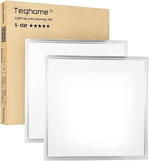 LED Flat Panel Light 2x2 ft,White LED Drop Ceiling Office Lights,48W=150W Indoor Commercial Flat Backlit Fixture, 5800LM/7000K,CE & RoHS Certified,Dustproof & Troffer Recessed Edge-Lit Design,2 Pack